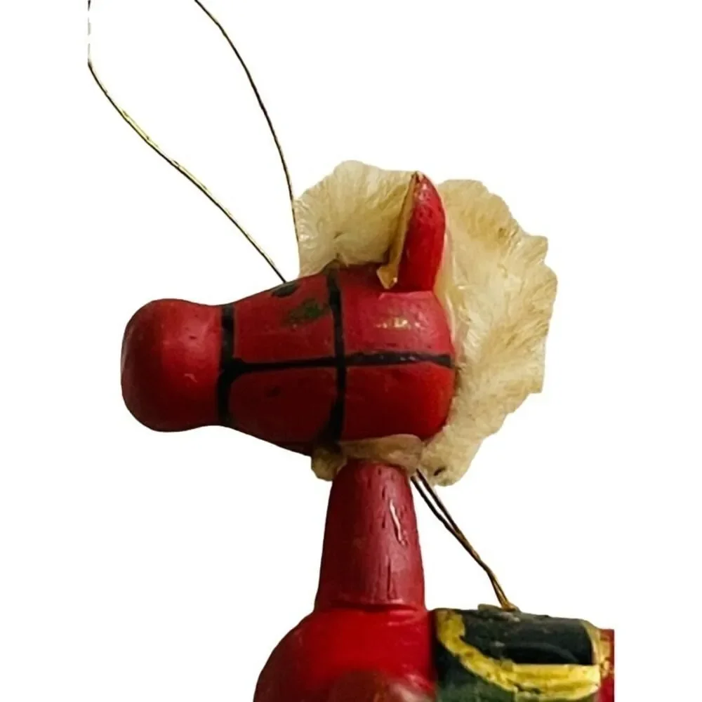 Russ Country Antique Ornaments Wooden Rocking Horse Red